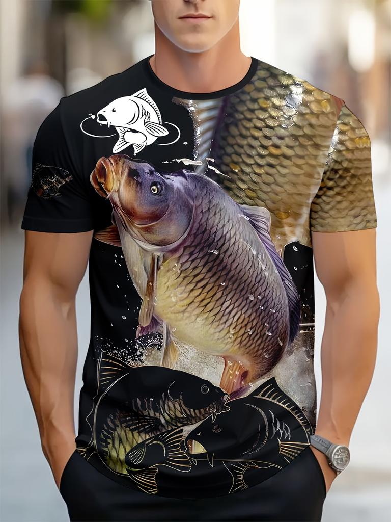 Men's Fishing Shirt Summer T Shirt Short Sleeve Tee Top Men T-Shirt Harajuku Casual T Shirt Men Round Neck Tops Fishing T-Shirts