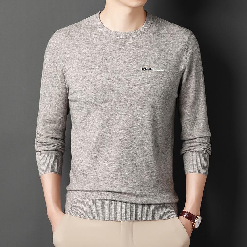Young and Middle-aged Men's New Spring and Autumn Ferret Velvet Round Neck Long-sleeved Sweater Is Slim and Handsome