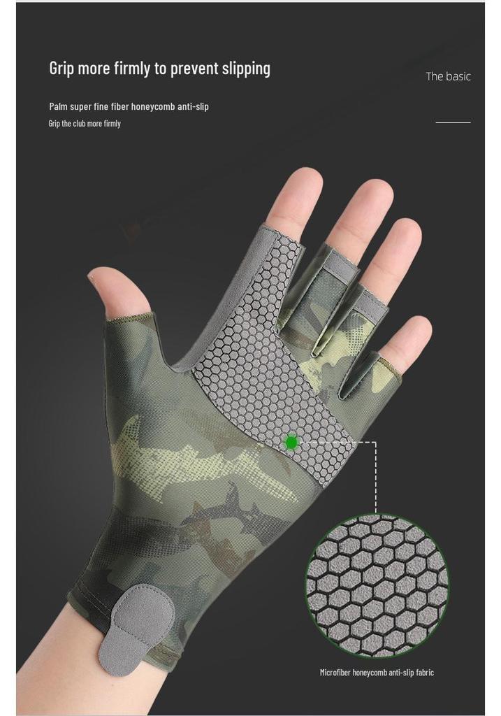 Herren Rutschfeste Elastische Halbfinger-Fischerhandschuhe - Sonnenschutz & Atmungsaktive Eis-Seide