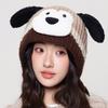 Unisex Winter Cartoon Dog Earflap Knit Beanie Warm Tie Hat