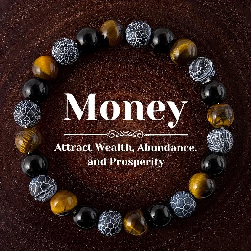 Shein TK Трансграничный Браслет-Шнурок с Тигровым Глазом и Обсидианом, Ручная Работа, Эластичный Glass Material