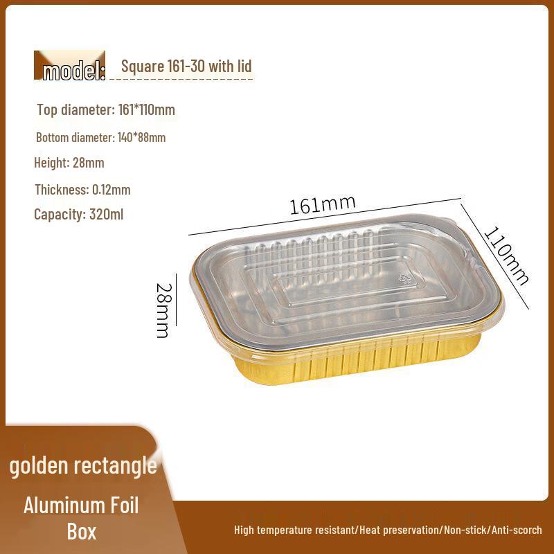 Min Nai Gold Rectangular Aluminum Foil Takeaway Containers