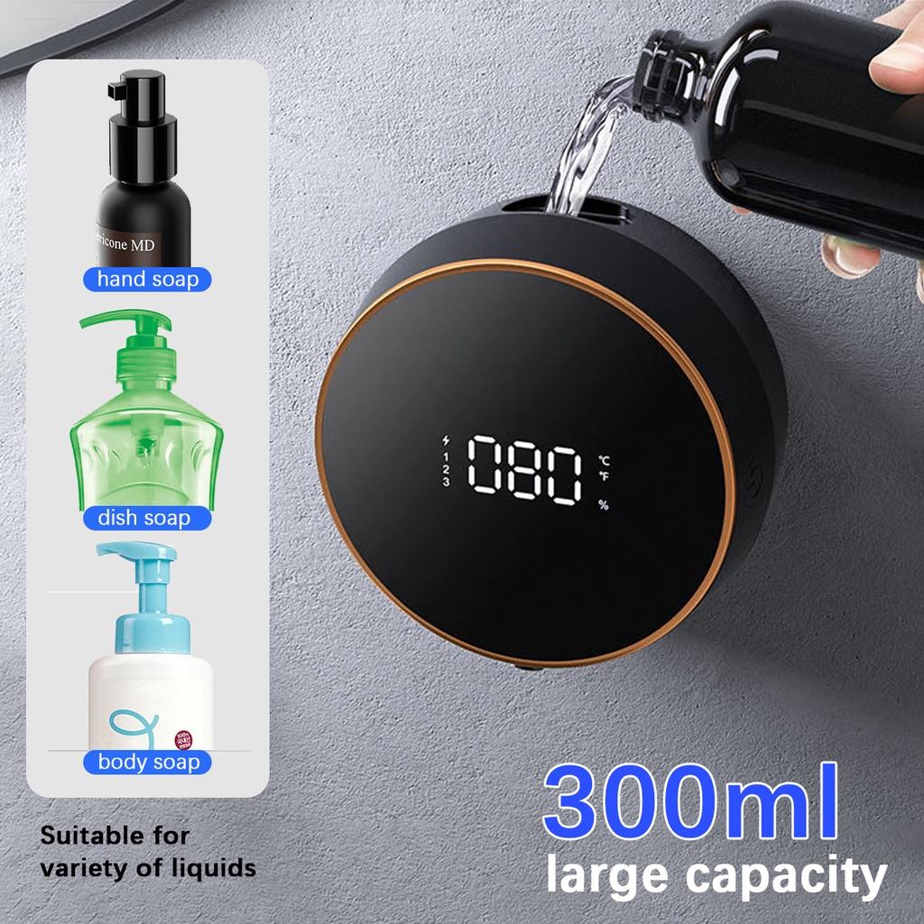 2000mAh Liquid Fast Foaming Pump Wall Mounted with Temperature Digital Display White/Black Automatic Touchless Sensor Soap Dispenser Hand Sanitizer
