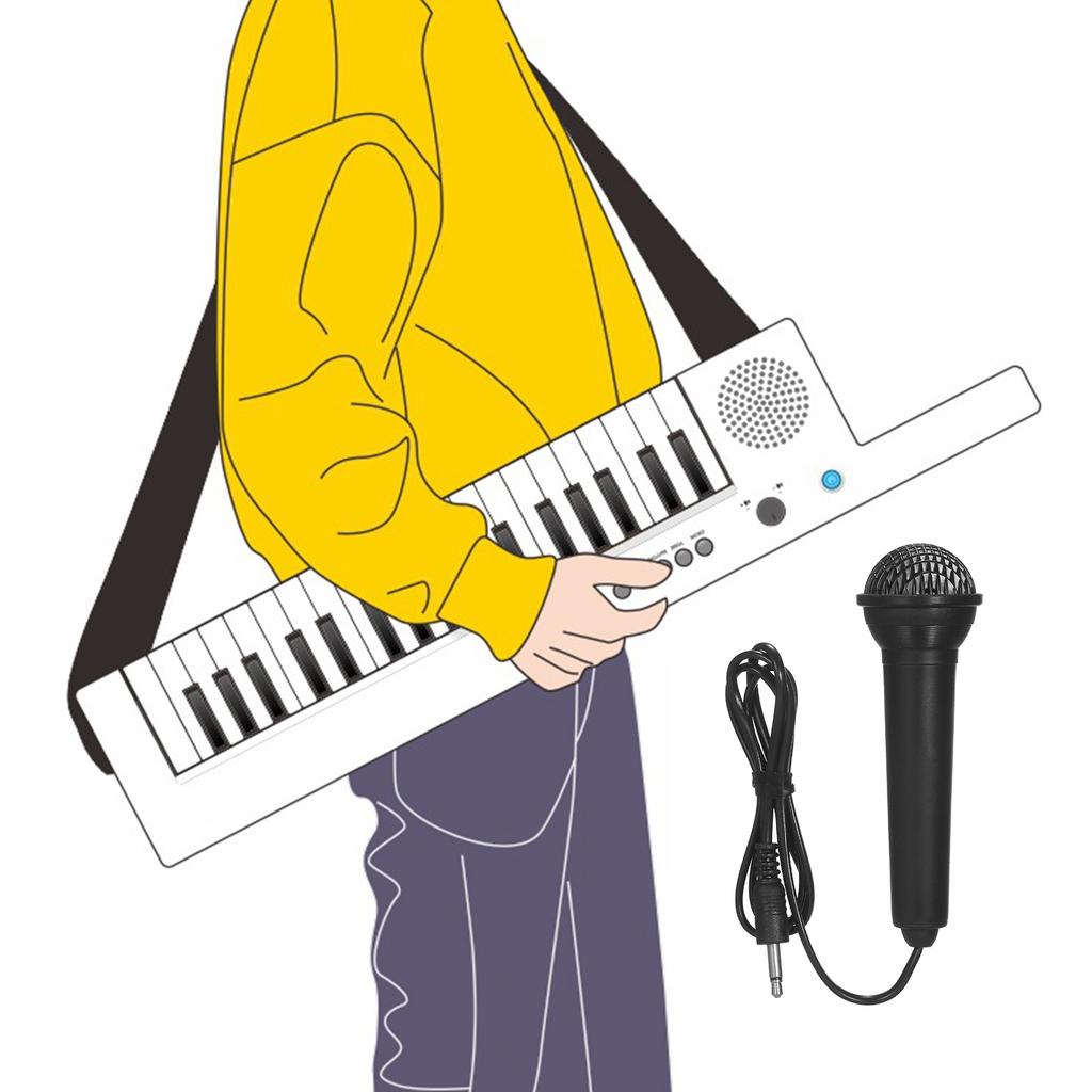 Guitar Electronic Piano with Mini Keyboard 37 Key Electronic Keyboard Piano Rechargeable Children  S Piano