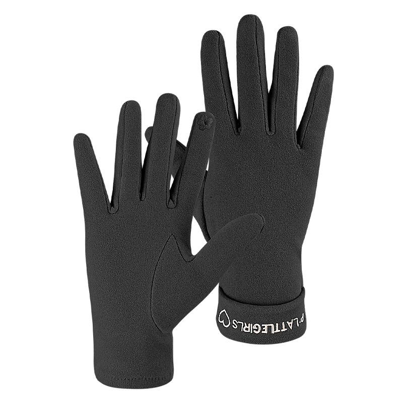 Autumn and Winter Thin Korean Version of German Velvet Touch Screen Gloves Single-layer Outdoor Sports Cycling Driving Warm Girls Windproof Gloves