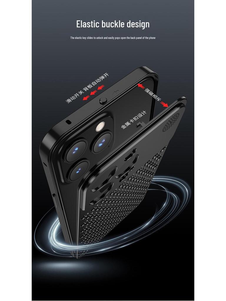 Heat Dissipation Snap-on Aluminum Case for iPhone 14 Pro/15/16/17 Pro Max with Aroma Diffuser