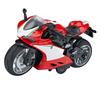 Toy Motorcycle Model 1:14 Scale Alloy Plastic Pull Back Toy Motorcycle with Sound and Light for Kids Red