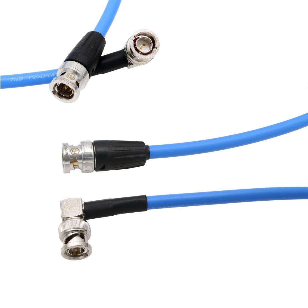 HangTon 4K60 12G 6G 3G BNC SDI Video Coaxial Cable Canare 75 Soft Shielded Video Cable 30cm Straight To Right Angle for ARRI RED Camera SmallHD