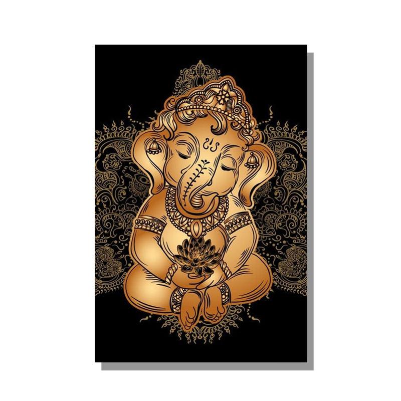 

Скандинавский золотой ребенок Ганеша, холст, живопись, постеры и принты, абстрактные картины для современной гостиной, дома, настенное художественное украшение 21x30cm No Framed