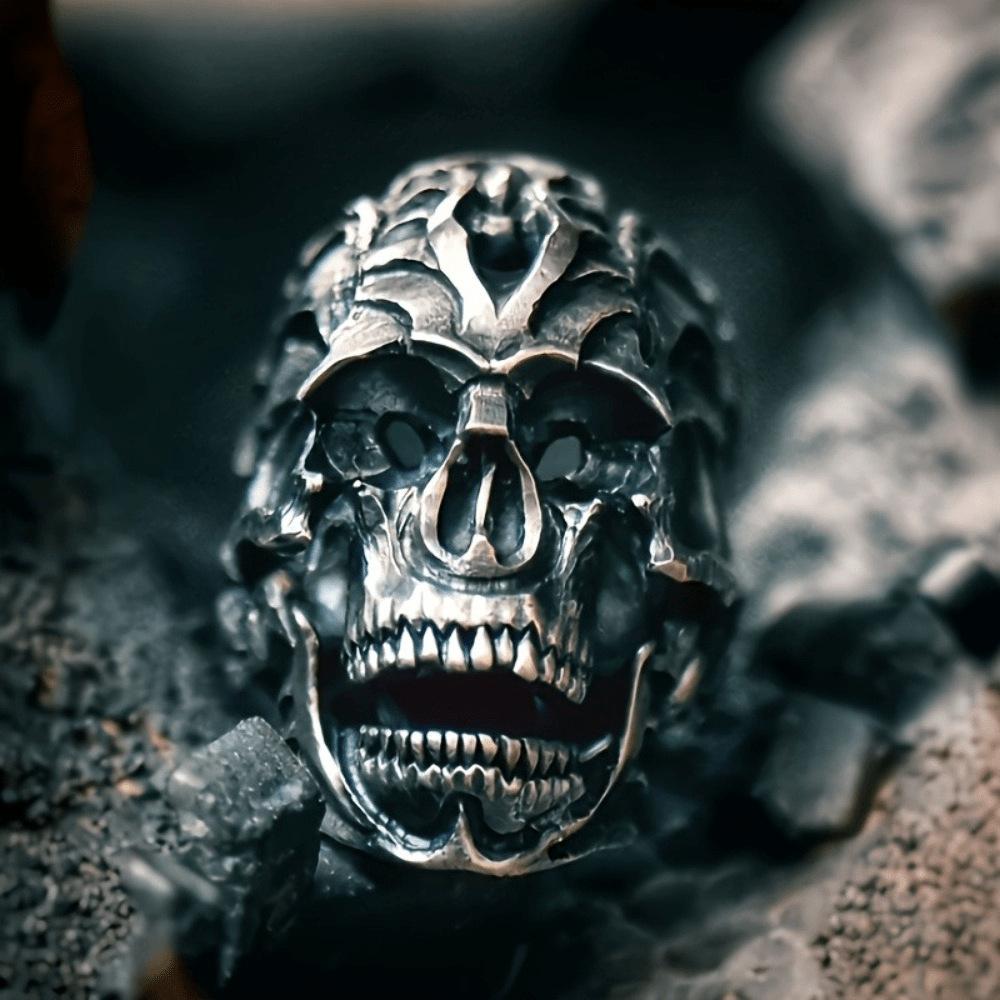 

New Retro Skull Head Men s Ring, European and American Punk Style Ring, Rock Accessory 13 срібний