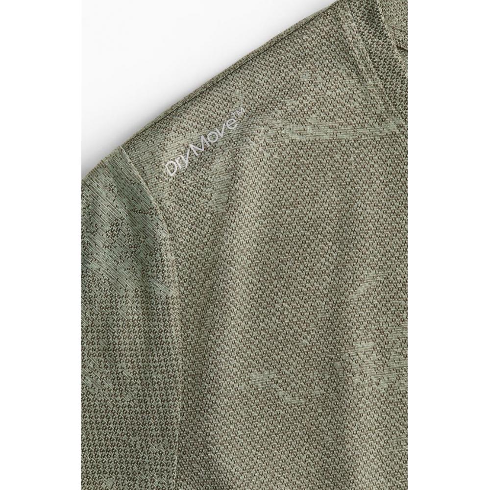 H M dryMove Sport Top kHaki Green Pattern