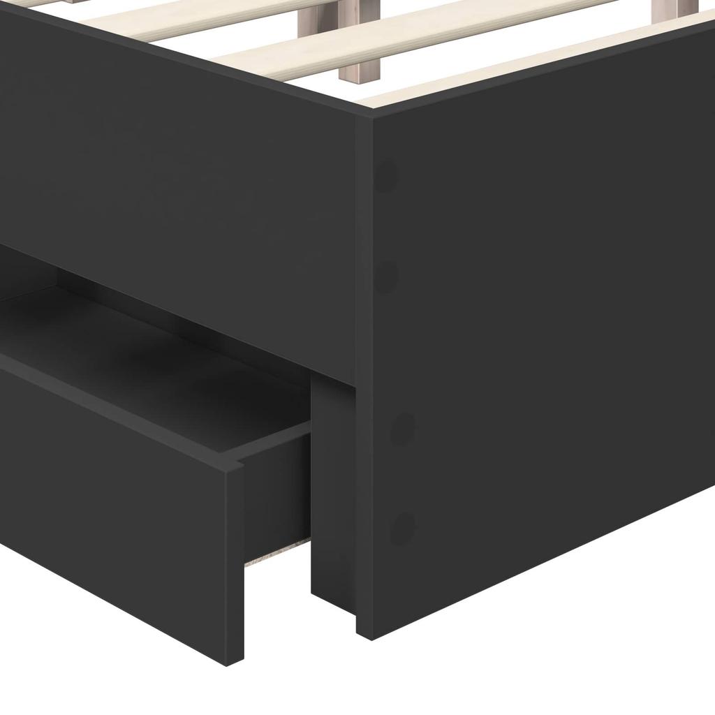 Bed Frame with Drawers Black 180 x 200 cm Particleboard