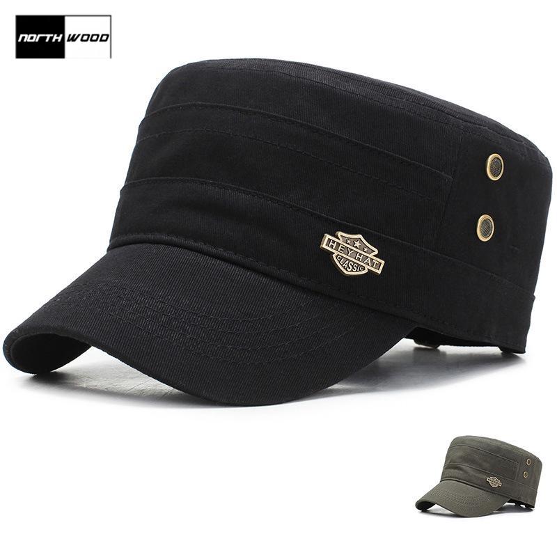 

[NORTHWOOD] Винтажная кепка с плоским верхом, классическая кепка Snapback для мужчин и женщин, хлопковая кепка-дальнобойщик, шляпа для папы 56-60cm чёрный