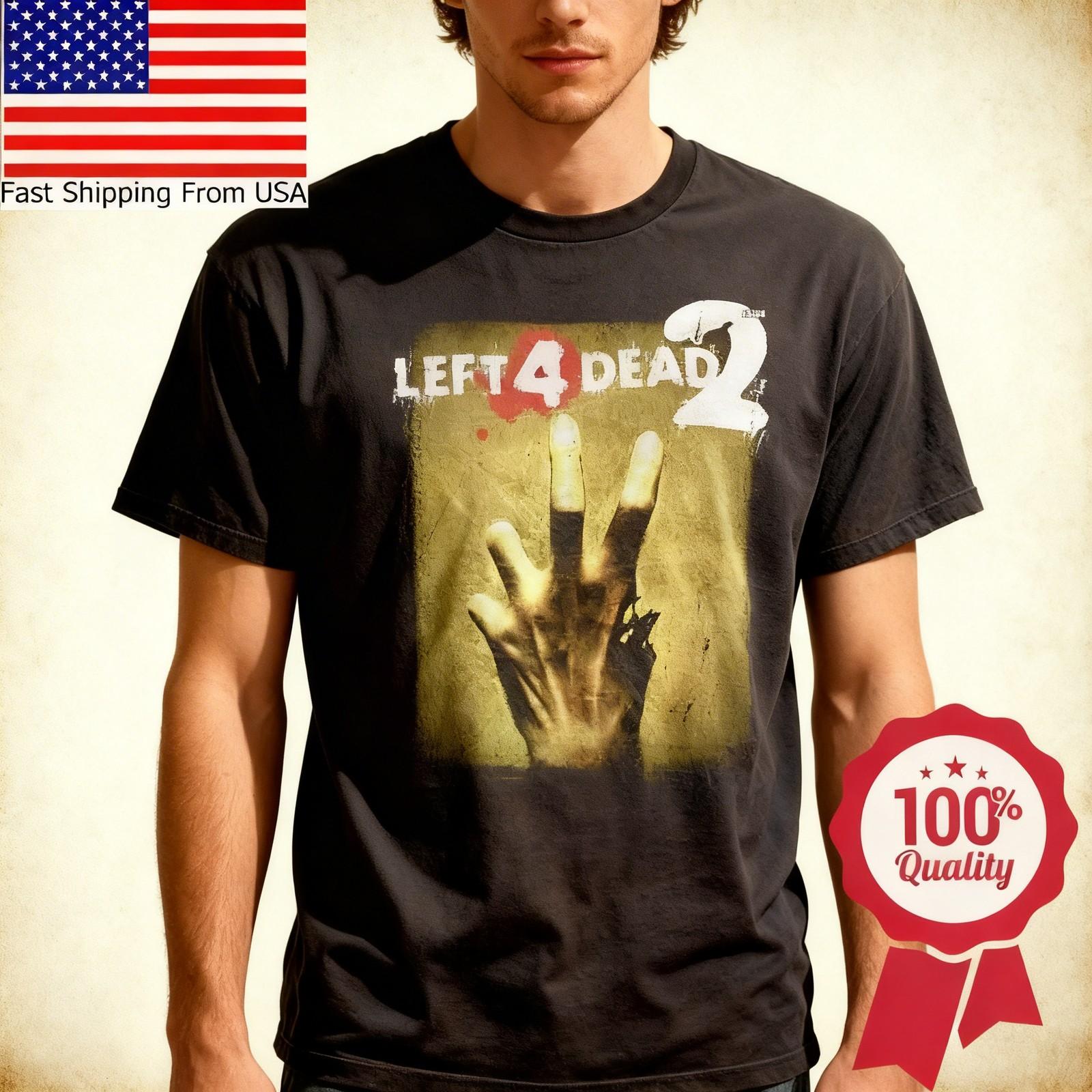 Left 4 Dead 2 Классическая графика черный цвет Футболка унисекс мужчины женщины Унисекс Футболка L