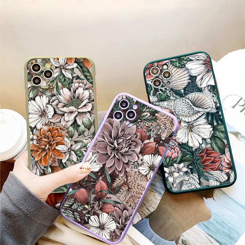 Luxury Camellia Flowers Phone Case For iPhone X XS XR 15 14 Plus 13 12 11 Pro Max Mini 7 8 Plus SE Fashion Shockproof Back Cover