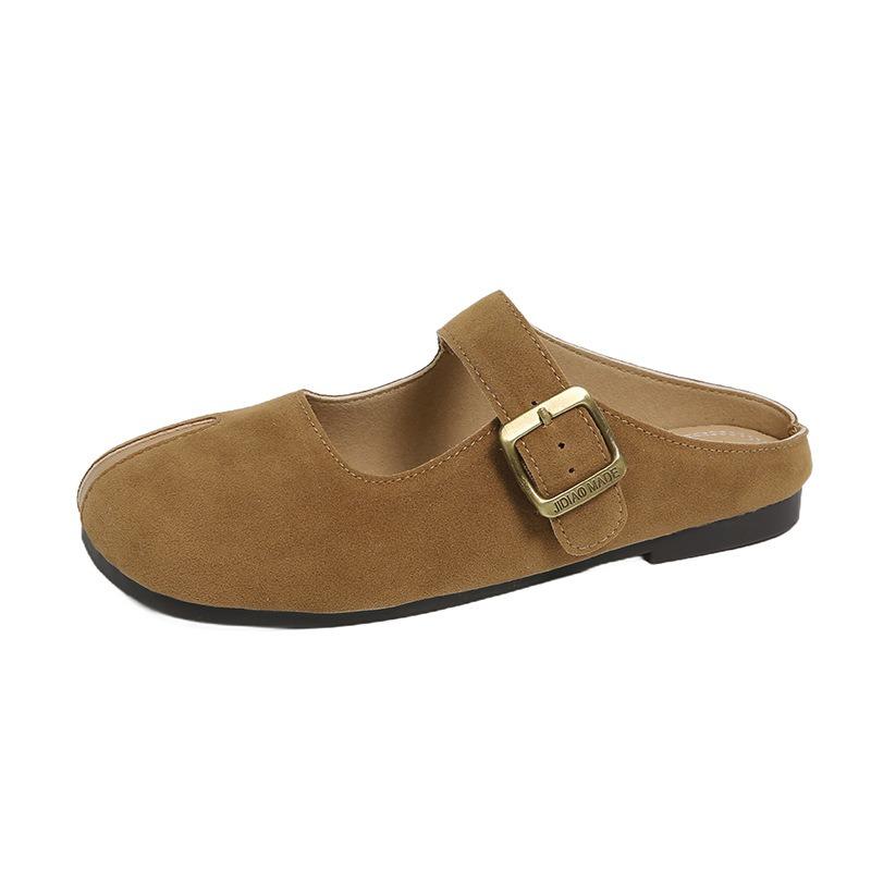 Flat-bottomed Bag Head Half Slippers Women's Fashion Spring New Retro Round Head