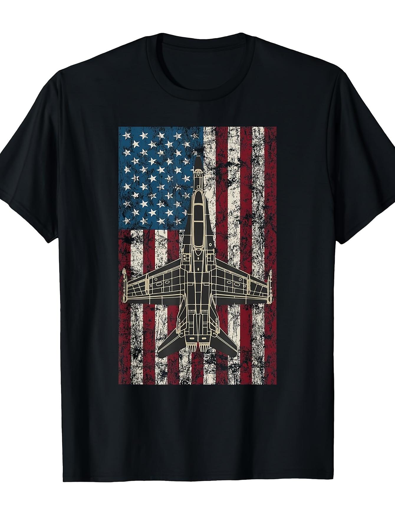 

Vintage F18 Hornet Fighter Jet American Flag design100 cotton summer Oneck short sleeve casual printed mens Tshirt 4XL