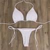Women's Swimwear Solid Color Bikini Set Halter Sexy Thong Brazilian Beachwear Bathing Suits