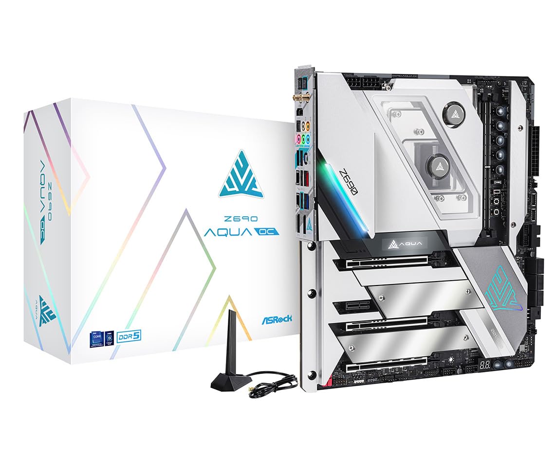 

Материнська плата ASRock Z690 AQUA Серія Intel Z690 CPU, сумісна з материнською платою Z690 Авторизований дистриб’ютор (LGA1700) E-ATX [Вітчизняний продукт] чорний