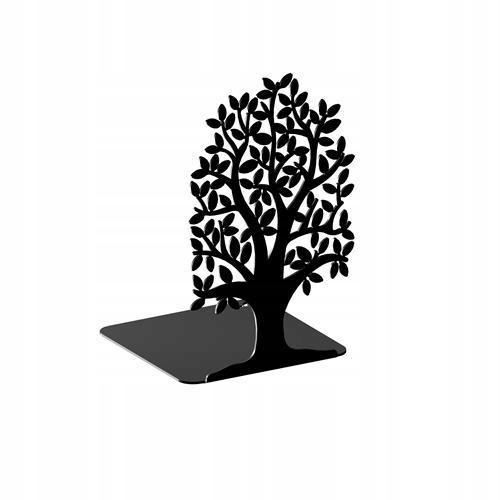 Bookend for a steel shelf, tree, 18 cm, black