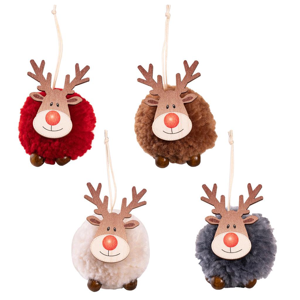And Festive Cozy Large Wool Felt Reindeer Ornament With Charming Wooden Antlers