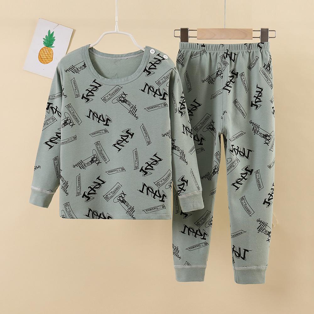 Children's Pure Cotton Pajama Set: Boys' and Girls' Autumn Homewear with Trousers