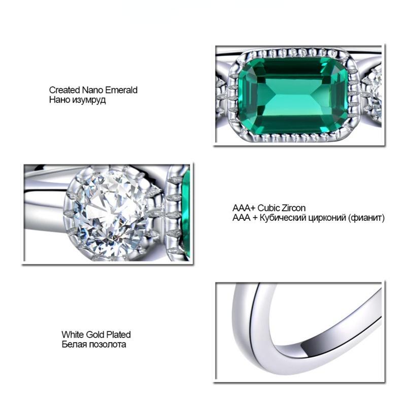 Gica Gema Solid 925 Sterling Silver Emerald  Rings For Women Sparkling Engagement Party Fine Jewelry Gift
