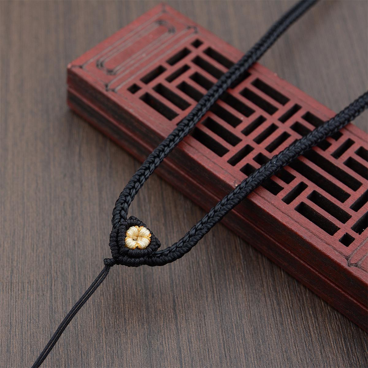 Eight-Strand Handmade Peach Blossom Lanyard with Mandala Gold Pendant Adjustable Necklace
