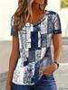 Summer New Women's T-shirt 3D Denim Plaid Print V-neck Short Sleeve Shirt Fashion Women's T-shirt Clothing Y2k Women's T-shirt