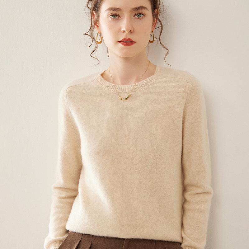 

Женский кашемировый свитер с круглым вырезом облегающего кроя - Мягкая, утолщенная вязка для осени и зимы XL suitable for 62-68 kg