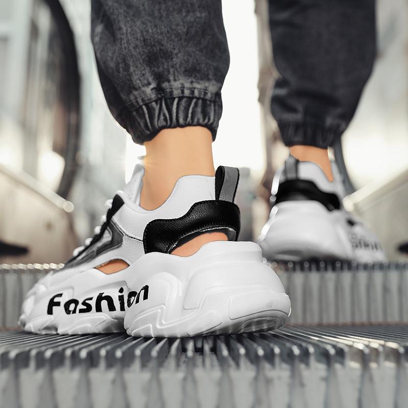 Summer Men's Shoes Breathable Thin Hollow Sports Shoes 2025 New Outdoor Leisure Platform Dad Shoes