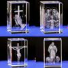 3D  Crystal Cube Christian Jesus Cross Figurine Home Decor Virgin Mary Laser Engrave Crystal Religious Gifts for Women's Birth