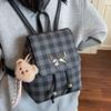 Korean Version of College Style Plaid Backpack Women's New Casual Butterfly Travel Backpack Summer Versatile Handbag