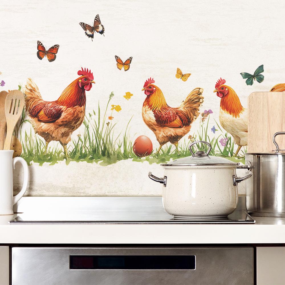 Country-style Rooster Kitchen Dining Room Home Background Beautification and Decoration Wall Stickers