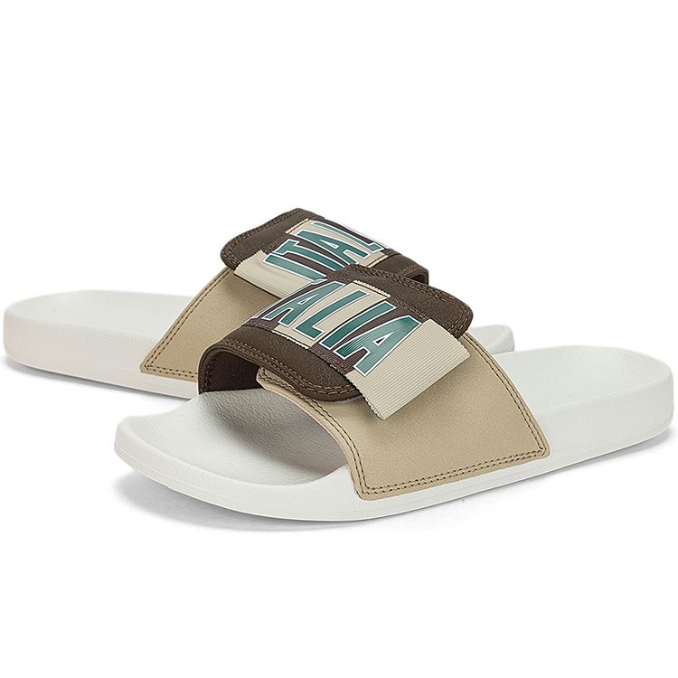 Kappa Retro Breathable Beach Velcro EVA Silent Non-Slip Slide Sandals Unisex Footwear White Brown K0DX5LT10F-6536
