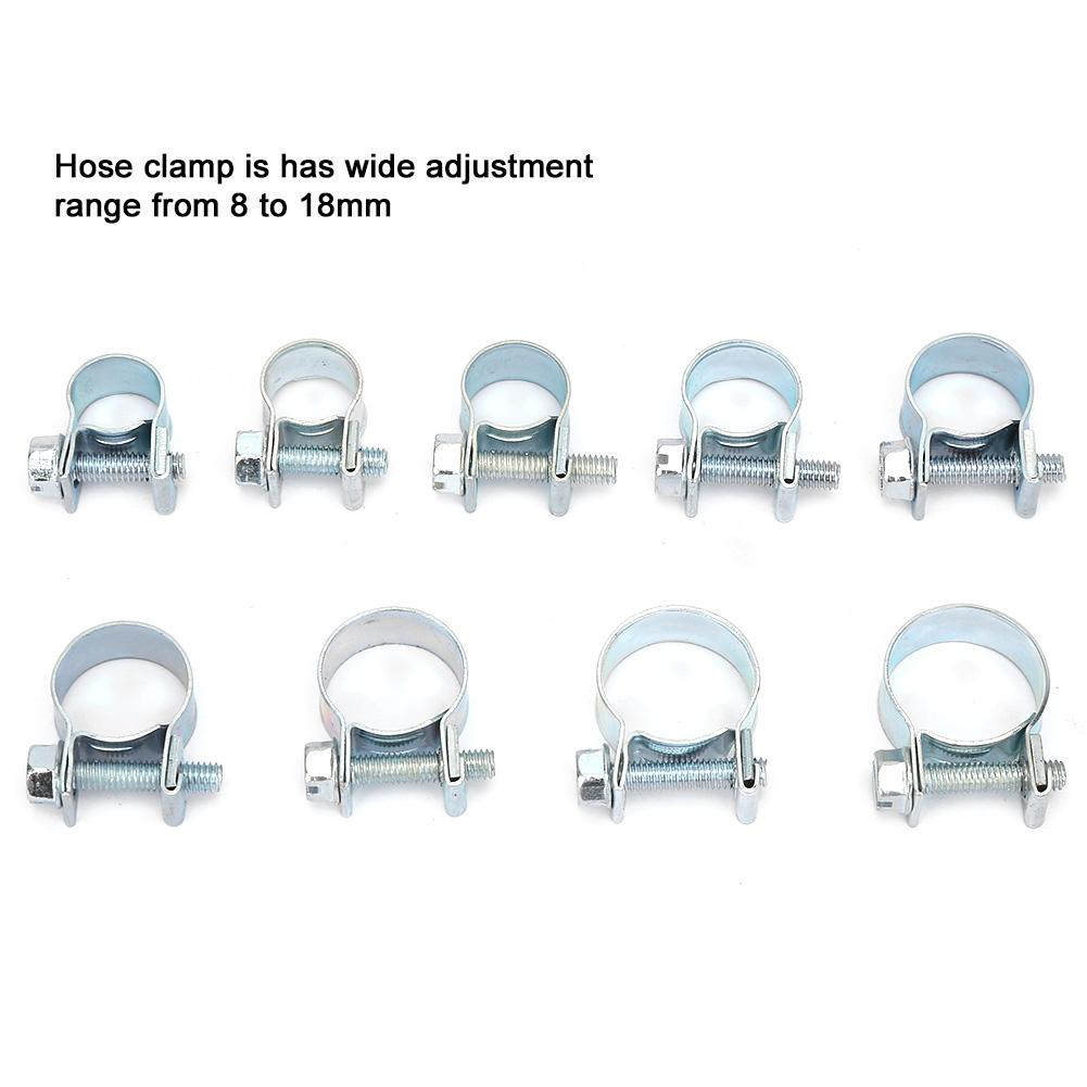 135PCS Zinc Plated Mini Fuel Hose Clamps Line Tube Pipe Clips 818mm