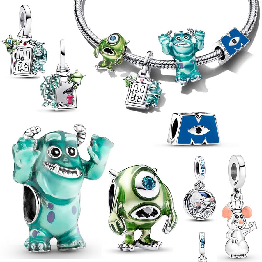 Silver 925 Charms Fit Bracelet Remy Pixar Monsters University Mike Beads Charm Jewelry Trinkets