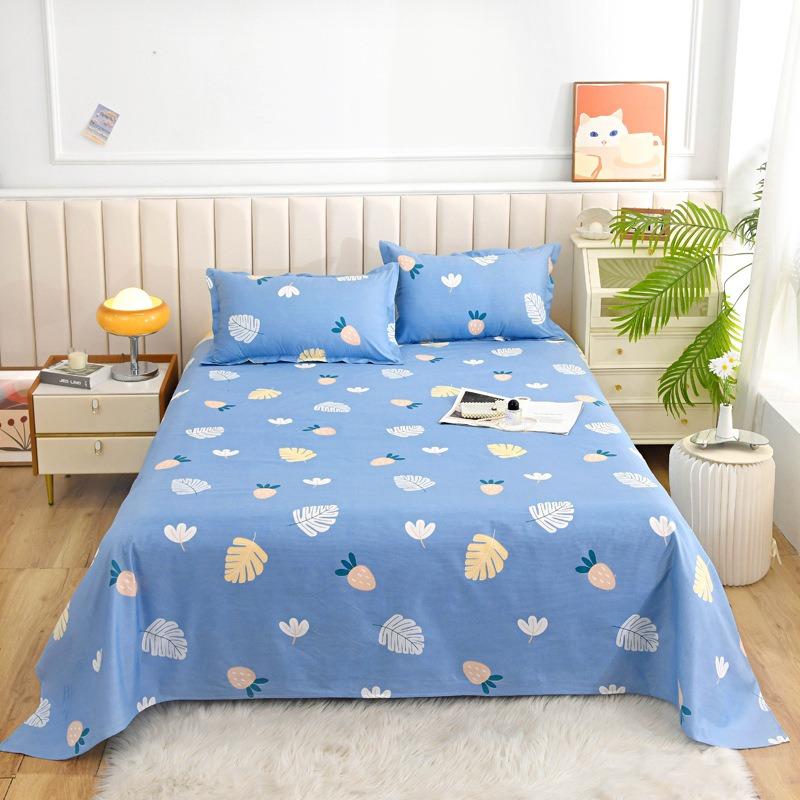 Simple Modern Plant Flower Printed Aloe Vera Cotton Brushed Bed Sheet Bedroom Printed Bed Cover Juego De Tres Piezas En La Cama