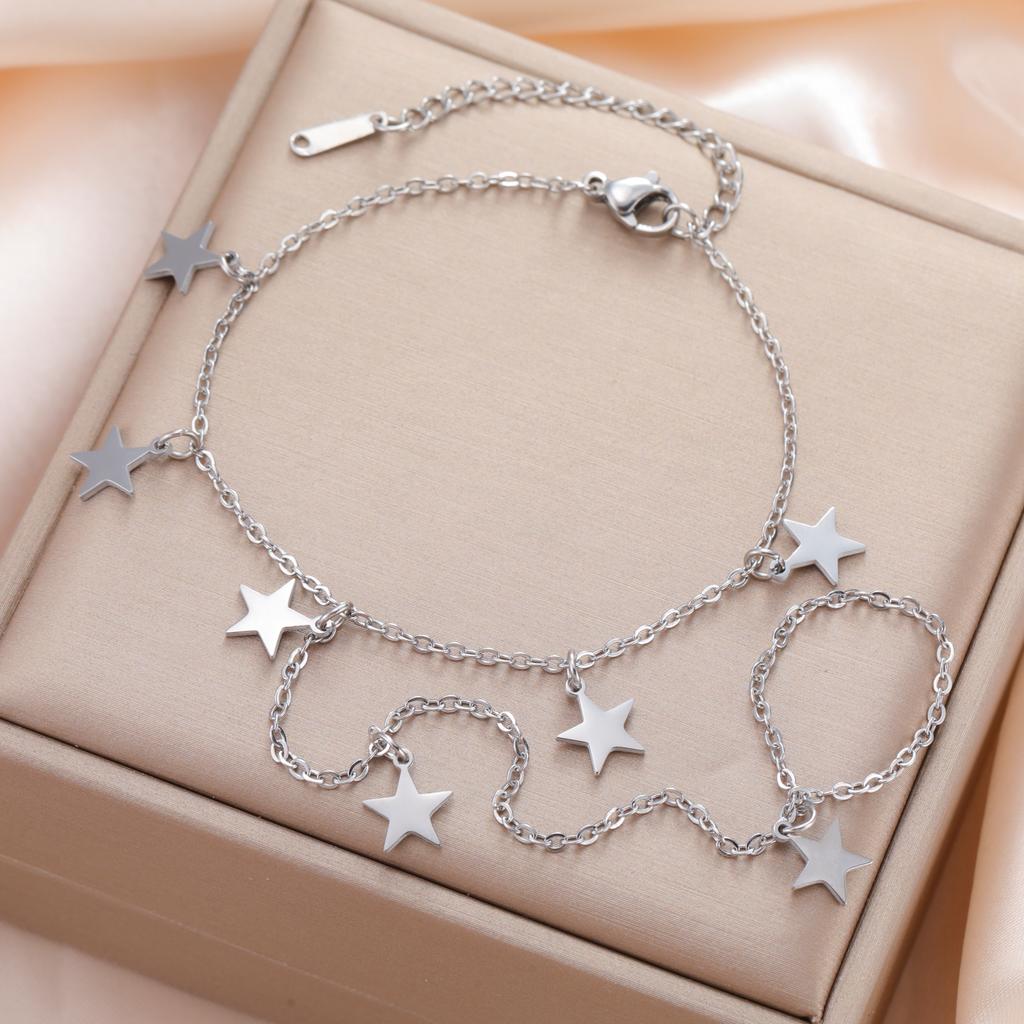 Trendy Gold Color Stars Finger Bracelet Stainless Steel Women's Hand Bracelet Ring Jewelry Birthday Gift 2026 Wholesale New