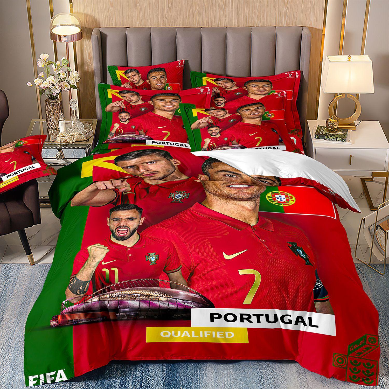

Home Textile Quilt Set Four-Piece World Cup Football 3D Printing Three-Piece Bedding Cover 135 * 200 and 50 * 75 * 1