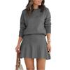 Women's Skirt Two  Piece Sweater Set Long Sleeve Sweaters Pleated Skirt Knit Sets