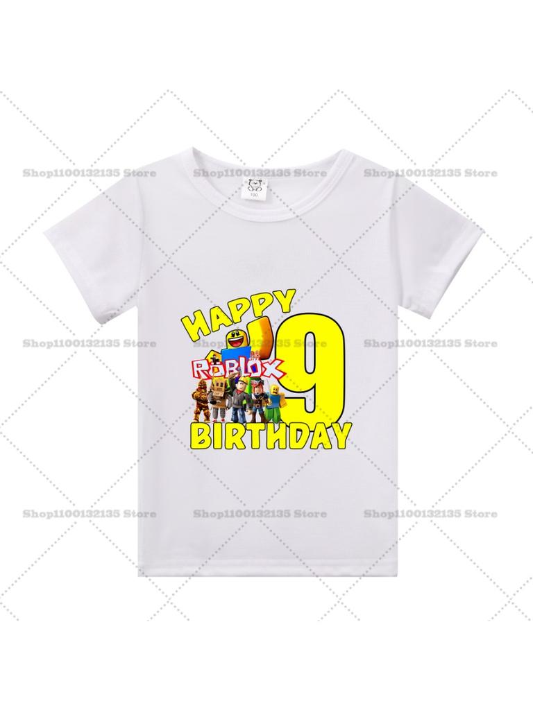 Summer Roblox Children Birthday Number T Shirt Girl Boy Clothes Baby Cotton Tee Shirts Party Short Sleeve Tops Toddler Gifts