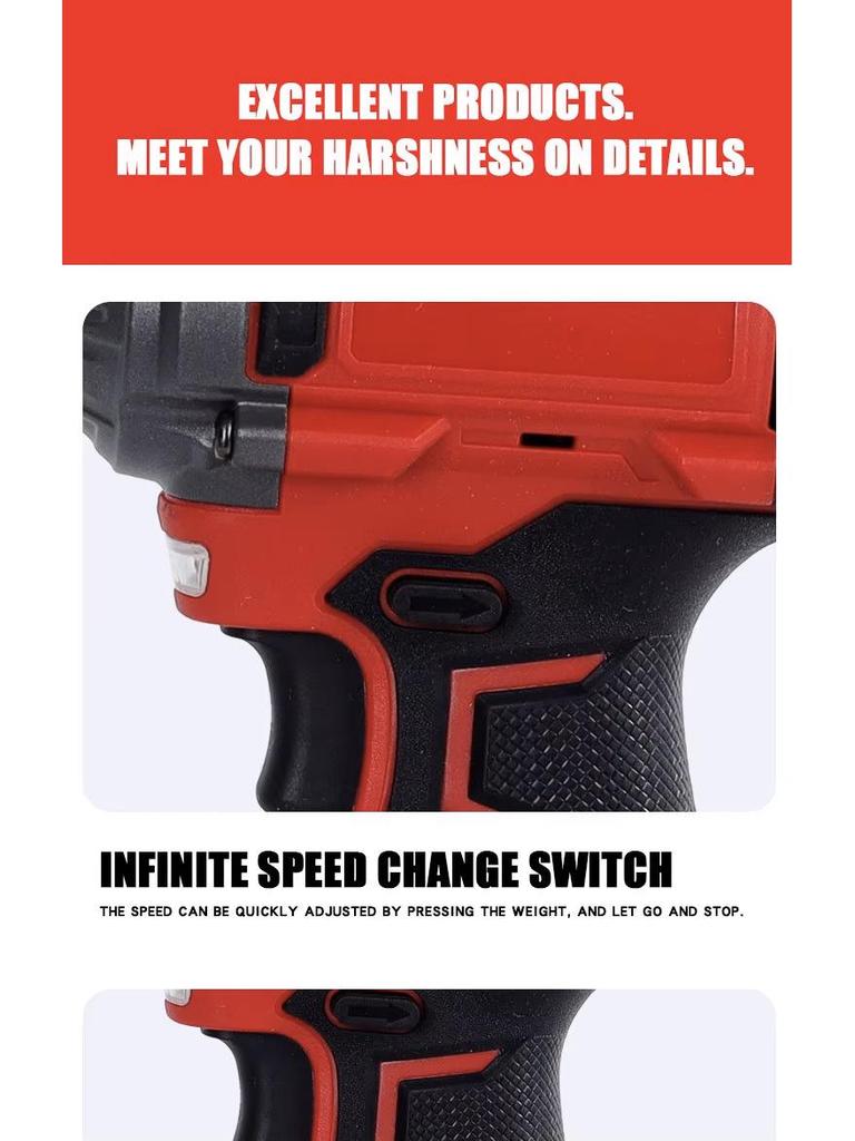 21V Brushless Electric Impact Wrench with Rechargeable Lithium Battery for Car, Scaffolding, and Carpenter Use