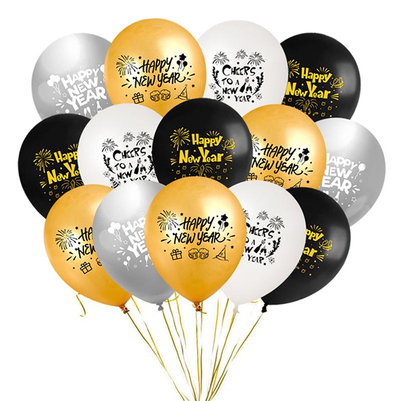 10pcs 2025 Latex Balloons 12Inch Happy New Year Baloon Christmas Gold Black Gray Ballons Xmas Home Decoration Party Supply