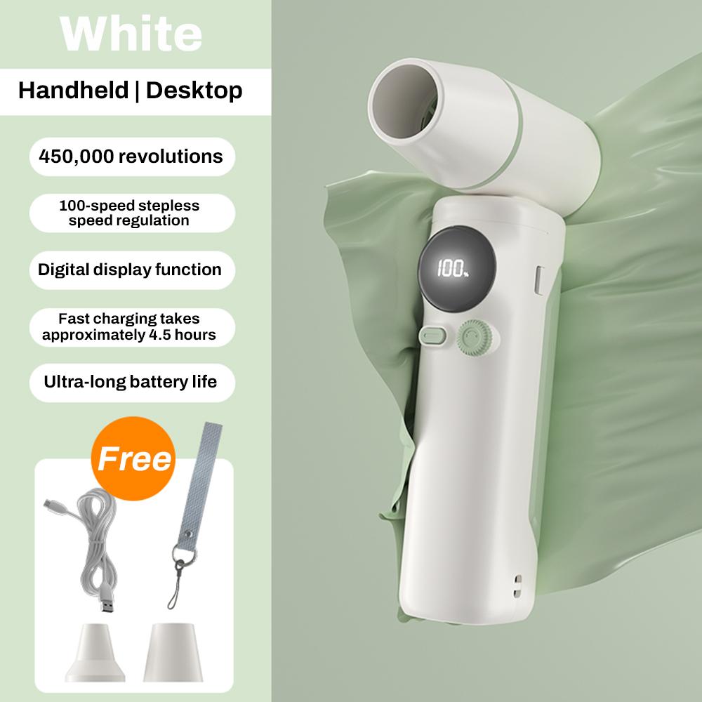 

450000 об/мин Мощный вентилятор Портативный ручной турбо-вентилятор 100 скоростей ветра USB Перезаряжаемый охлаждающий вентилятор Цифровой дисплей мощности и скорости белый