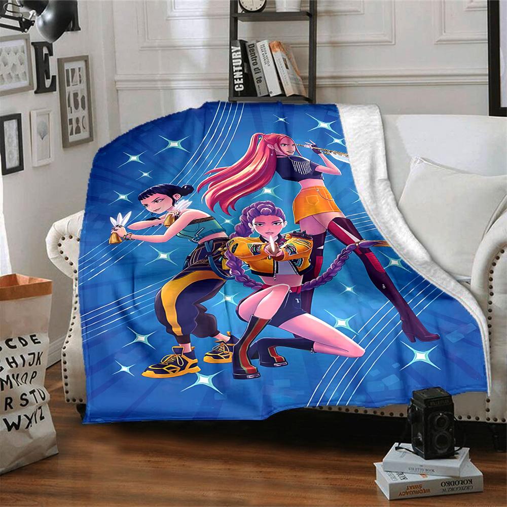 1pc KPop Flannel Throw Blanket HD Printed Lightweight Soft Warm All Season Blanket for Sofa, Bed, Travel, Camping Machine Washable