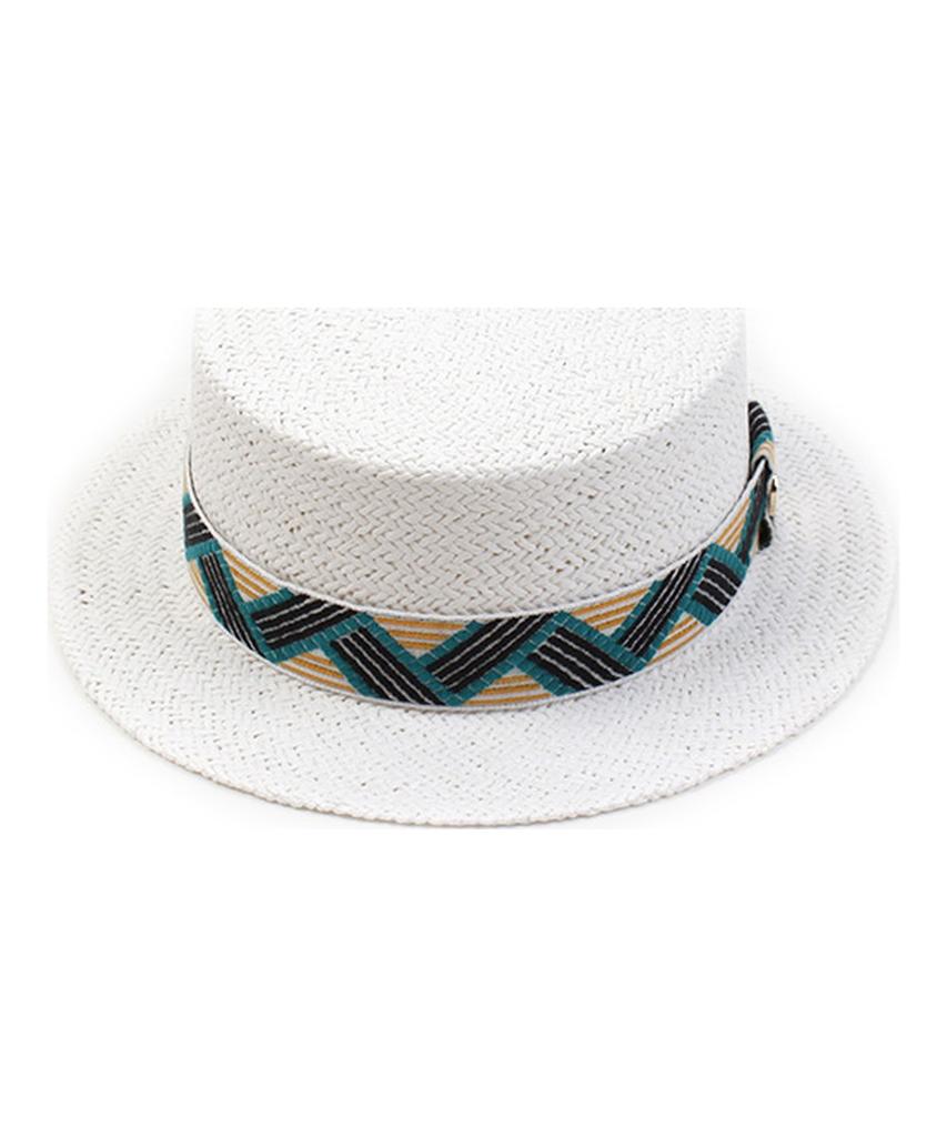 Yunibeosyeolkemiseuteuli Cool Line White Flat Short Panama Hat Summer Fedora