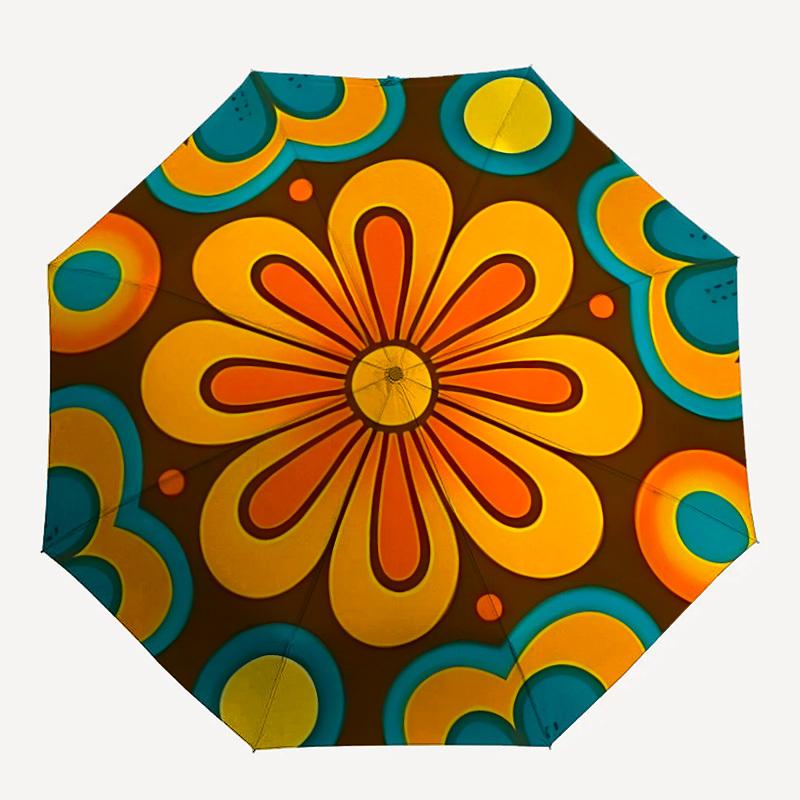 

1pc Flower Pattern Automatic Open/Close Umbrella, Umbrella with cartoon Design, Portable Compact Umbrella for Men & Women, Good Holiday Gift