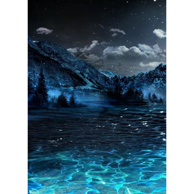 Sailboat on The Lake Deep Night Still Life Canvas Prints Moon Light Natural Landscape Poster Home Wall Art Living Room Decor