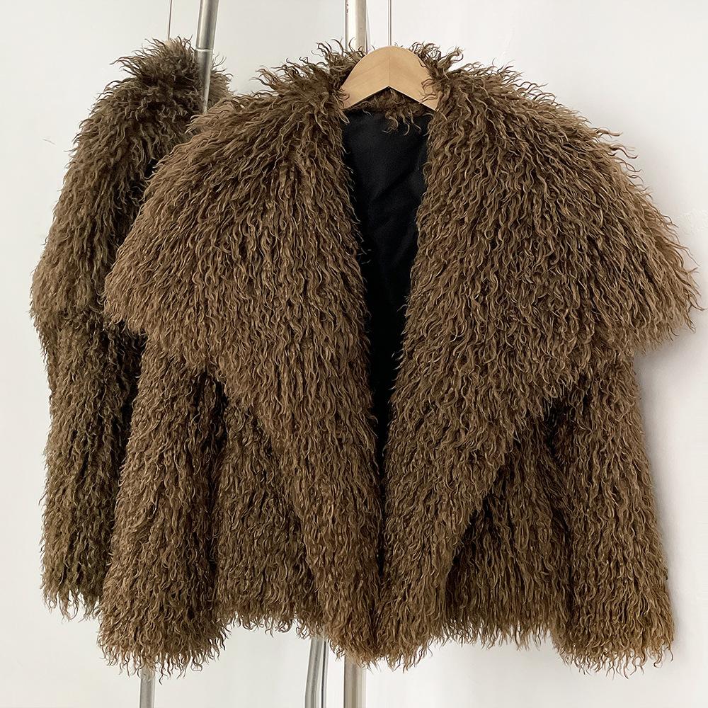 

Women s Short Faux Fur Grass Coat, Women s Imitation Beach Wool Coat Women s L